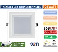 FARETTO PANNELLO LED INCASSO QUADRATO 6W 9W 12W 18W 24W CORNICE IN VETRO OPCACO