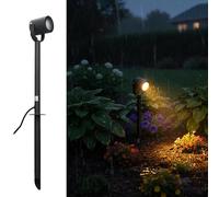 Faretto Picchetto da Giardino LED GU10 Orientabile Impermeabile IP54 Lampada da Esterno con Portalampada Cilindro Grigio per Illuminazione Alberi Siepi Aiuole Facciate 230V (con Lampadina 3000K)