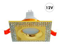 Faretto quadrato oro cristalli incasso 65mm LED GU5.3 7W MR16 luce cucina barca [EEK: A+]