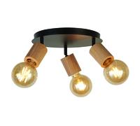 Faretto rotondo Spinny 3Lt - Legno e metallo nero opaco
