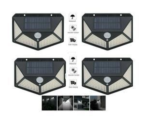 Faretto Solare da Esterno 100 LED Sensore di Movimento 4 Pezzi Lampada Luce Faro