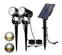 Faretto Solare Esterno Lampada da Giardino Solare 2 Modalità di Illuminazione