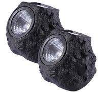 Faretto solare, Luci solari da roccia per esterni, 2 pezzi Faretti solari realistici in pietra impermeabili LED Luci da terra calde per percorso pedonale Cortile giardino, 6x5x5 pollici, Roccia