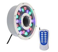 Faretto Subacquei - Faretti Piscina, Lampada per Giochi d'Acqua RGB 12/24 V, Illuminazione per Laghetto con Foro Centrale Ad Anello Impermeabile IP68(18W(24V))