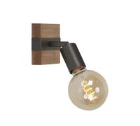 Briloner Leuchten - Lampada da parete, applique, faretto retrò, vintage, girevole e orientabile, 1x E27, metallo-legno, colore: grigio piombo, 100x103x90mm (LxPxA)