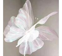Farfalla 3D con asta in plastica e base compatta per eleganti cerimonie da tavolo o soffitto (bianco)