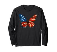 Farfalla 4 luglio Bandiera USA Giorno dell'indipendenza patriottica Maglia a Manica