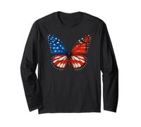 Farfalla 4 luglio Bandiera USA Giorno dell'indipendenza patriottica Maglia a Manica