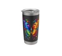 Farfalla Ali Colorate Farfalla Farfalle Bicchiere termico in acciaio inox doppia parete