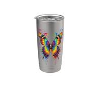 Farfalla Ali Colorate Farfalla Farfalle Bicchiere termico in acciaio inox doppia parete