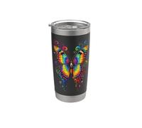 Farfalla Ali Colorate Farfalla Farfalle Bicchiere termico in acciaio inox doppia parete