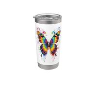Farfalla Ali Colorate Farfalla Farfalle Bicchiere termico in acciaio inox doppia parete