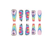 Farfalla arcobaleno che indossa nail art per la donna, design intarsiato con diamante sfumato di colore, perfetto per usura quotidiana, regalo
