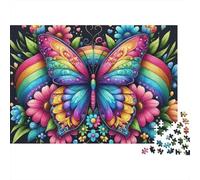 Farfalla Arcobaleno Puzzle 1000 Pezzi Carta per Adulti Motivo Floreale Gioco di Puzzle 1000 Pezzi Famiglia Regalo 38x26cm/1000pcs