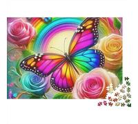 Farfalla Arcobaleno Puzzle 1000 Pezzi Puzzle per Adulti Rose Relax Decorazione Casa 38x26cm/1000pcs
