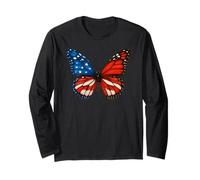 Farfalla Bandiera USA 4 luglio Giorno dell'indipendenza patriottica Maglia a Manica