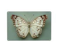 Farfalla bianca con macchie marroni cartelli in metallo latta decorazione artistica da parete per bagno bagno bagno casa colonica toilette cortile 20 x 30 cm