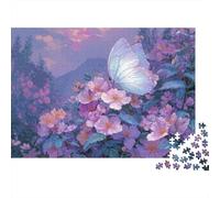 Farfalla Bianca Puzzle 1000 Pezzi Carta Puzzle per Adulti Scenario Floreale Sognante Relax Decorazione Casa Regalo Festa Famiglia 70x50cm/1000pcs