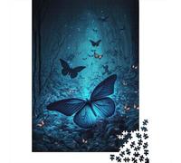 Farfalla Blu Puzzle 1000 Pezzi Carta per Adulti Foresta Misteriosa Scenario Notturno Puzzle per Famiglia Relax Decorazione Regalo Casa 38x26cm/1000pcs