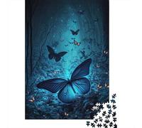 Farfalla Blu Puzzle 1000 Pezzi Carta per Adulti Scena Notturna nella Foresta Gioco di Puzzle 1000 Pezzi Relax Decorazione Festa 52x38cm/1000pcs