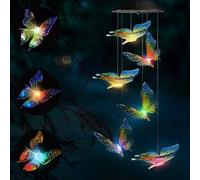 Farfalla Campanelli Eolici Solare, Luce Solare a LED Cambia Colore, Impermeabile Lampadario Campanelli Eolici per Decorazione Pasqua Giardino, Patio, Albero, Balcone, Tarrazza, Regalo Donna
