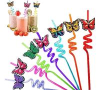 Farfalla Cannucce 14 pezzi Party Spiral Cartoon Cannucce Ricci Per Bambini Cocktail Compleanno Animale