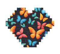 Farfalla colorata Stampa Art Mattone Puzzle a forma di cuore Blocchi di costruzione fai da te Set 3D Puzzle Home Decor 53 pezzi