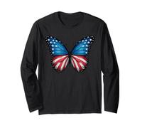 Farfalla con bandiera americana Wings of Freedom 4 luglio Maglia a Manica