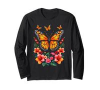 Farfalla Con Fiori, Donna | Monarch Butterfly Estetica Maglia a Manica