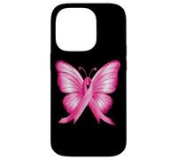 Farfalla con nastro rosa per la consapevolezza del cancro al seno Custodia per iPhone 14 Pro