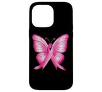 Farfalla con nastro rosa per la consapevolezza del cancro al seno Custodia per iPhone 14 Pro Max