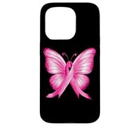 Farfalla con nastro rosa per la consapevolezza del cancro al seno Custodia per iPhone 15 Pro