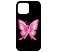 Farfalla con nastro rosa per la consapevolezza del cancro al seno Custodia per iPhone 16 Pro Max