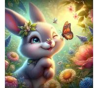 Farfalla coniglio Puzzle 200 Pezzi Per Adulti E Bambini 28x28cm, Fai Da Te puzzle adulti 200 Pezzi, Intrattenimento Creativo, Divertimento, puzzle Classici, Idea Regalo per Lei o Lui