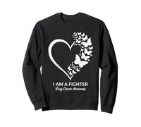 Farfalla Cuore I Am A Fighter Polmonare Cancer Awareness Felpa