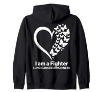 Farfalla Cuore I Am A Fighter Polmonare Cancer Awareness Felpa con Cappuccio