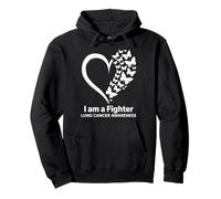 Farfalla Cuore I Am A Fighter Polmonare Cancer Awareness Felpa con Cappuccio