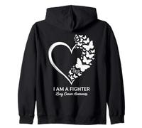 Farfalla Cuore I Am A Fighter Polmonare Cancer Awareness Felpa con Cappuccio