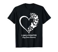 Farfalla Cuore I Am A Fighter Polmonare Cancer Awareness Maglietta
