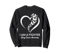 Farfalla Cuore I Am A Fighter Polmone Cancro Awareness Donne Felpa