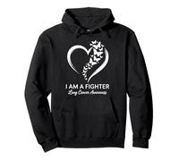 Farfalla Cuore I Am A Fighter Polmone Cancro Awareness Donne Felpa con Cappuccio