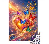 Farfalla Cuore Tramonto 1000 Pezzi Mini Puzzle per Adolescenti Rilassante | 70x50cm Carta Amanti D'arte Taglio Preciso Regalo Di Compleanno Formazione Della Mente