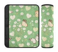 Farfalla Cuore Verde Fiore 2 pz cintura di sicurezza pad Protegge il collo e le spalle per Auto funda para cinturón de carro