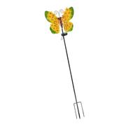 Farfalla decorativa a energia solare, colore: giallo | Accento del bordo del ferro nei giardini, esposizione all'aperto di bagliore di sera vicino ai patii