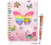 Farfalla Diario Bambina con Penna, 21x14,5cm 80 Fogli a Righe Pop It Bambino Quaderni a Spirale con 6 Penna Multicolore Regalo Bambina 5 6 7 8 9 10 Anni