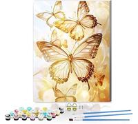 Farfalla Dipingere con i Numeri Adulti, Animali Dipingere con i Numeri Kit, Kit di Pittura a Olio su Tela Fai-da-Te con Pennelli Pittura a Pigmento Acrilico , Decora la Casa (Senza Marco) 50x70cm H-52