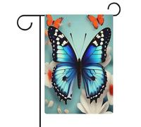 Farfalla e Fiori Bandiera da Giardino Casa Prato Cartello di Benvenuto Banner Doppio Lato Piccole Bandiere Personalizzate per Piscina Cortile Esterno Decorazione Della Parete Della Casa 31 X 47