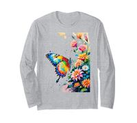Farfalla e Fiori Giardinieri Natura Amare Ragazze Mamm Maglia a Manica