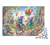 Farfalla Elefante Puzzle Da 1000 Pezzi Per Adulti, Cartone Resistente,Arte del palloncino per biciclette Decorazione Murale, Regalo Del Festival Di Primavera, Attività Indoor 38x26cm/1000pcs