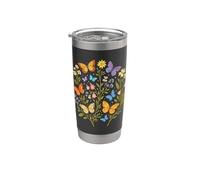 Farfalla Floreale Fairycore Natura Botanica Cottagecore Bicchiere termico in acciaio inox doppia parete